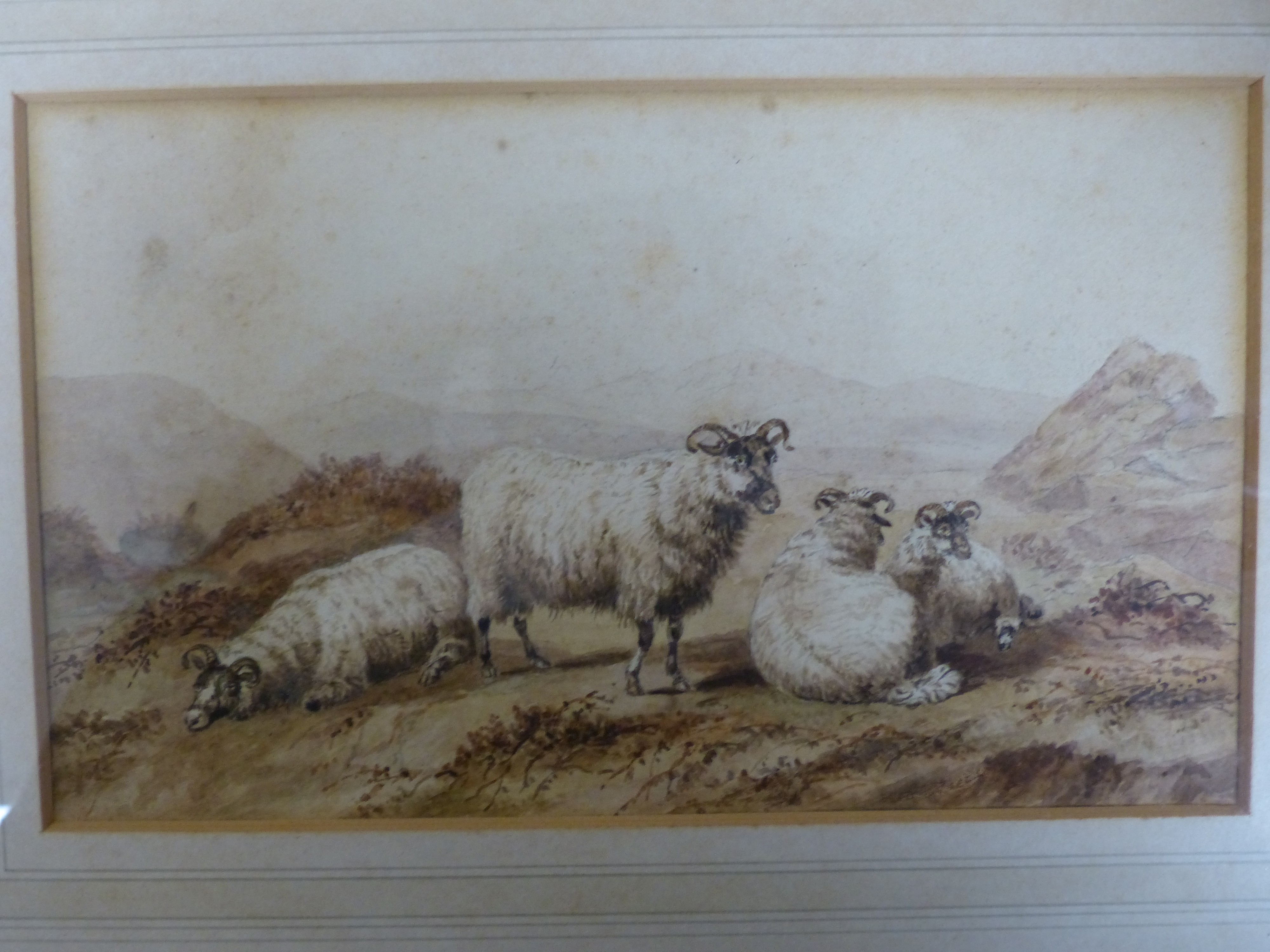 Thomas Griffith Wainewright (1794-1847), pair of watercolours, Sheep in landscapes, 23 x 13cm